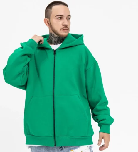 Zipper up fleece lining hoodie
