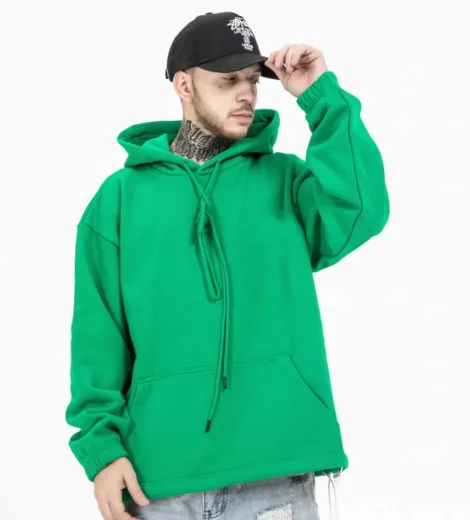 Fleece relaxed fit stopper hem hoodie