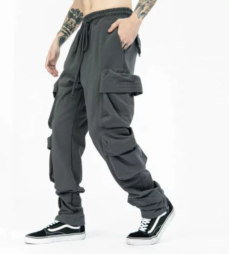 Cargo pocket vintage style mens jogger pants