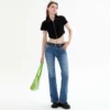 Two way zipper polo neck curved hem slim fit womens t shirt - Image 8