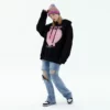 Oversized fit fleece hoodie with love printing - Image 4