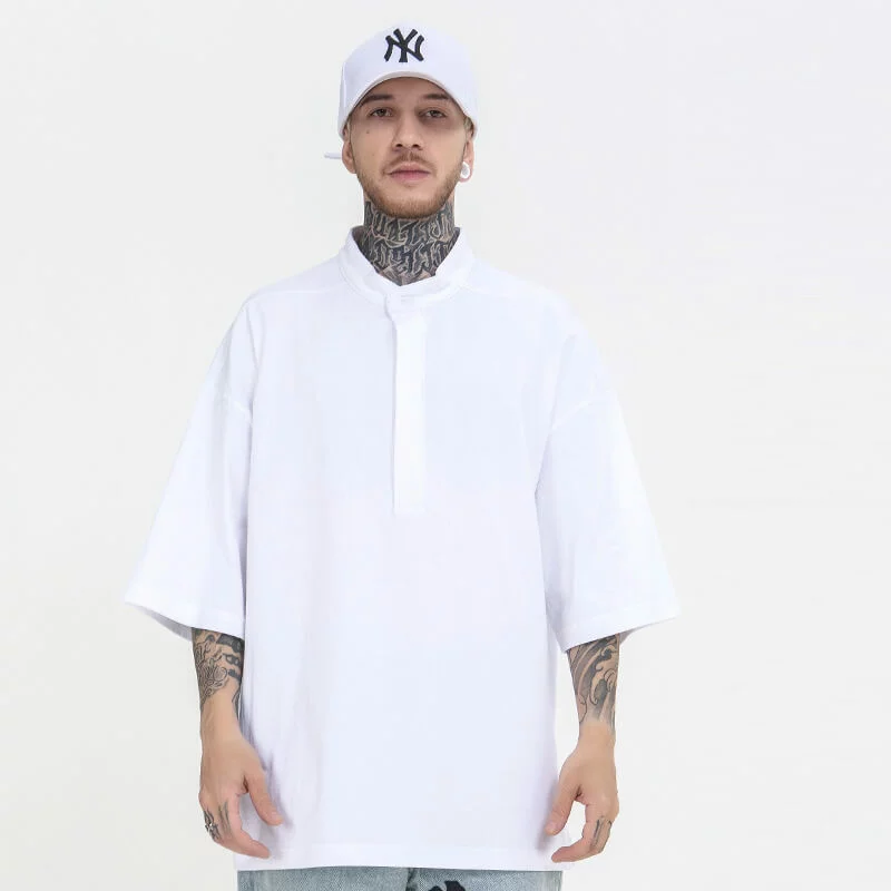 Henley collar oversized drop shoulder t shirt - Image 7