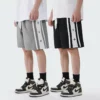 Mens relaxed fit shorts with embroidery stripe - Image 2