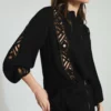 Balloon sleeve lace chiffon blouse with pleated collar - Image 5