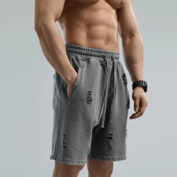 Acid wash mens french terry cotton shorts