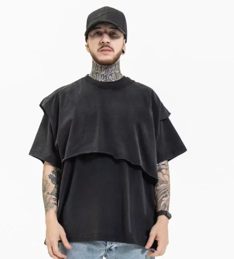 Streetwear vintage wash two-piece t shirt