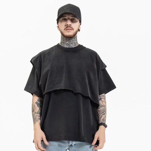 Streetwear vintage wash two-piece t shirt