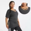 Plus size activewear chest across t-shirt woman - Image 2