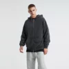Two-way zipper vintage stone wash distressed unisex hoodie - Image 8