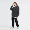 Two-way zipper vintage stone wash distressed unisex hoodie - Image 4