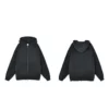 Two-way zipper vintage stone wash distressed unisex hoodie - Image 10