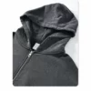 Two-way zipper vintage stone wash distressed unisex hoodie - Image 12
