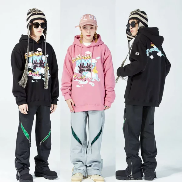 Unisex cartoon printing loose fleece hoodie wholesale