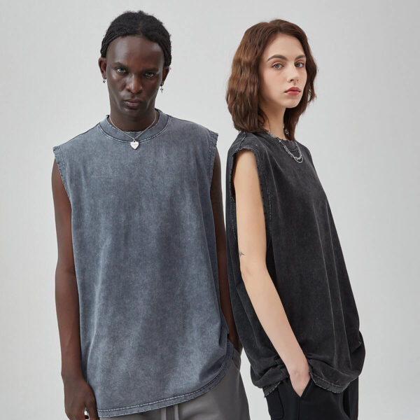 Unisex distressed vintage Stone wash tank top