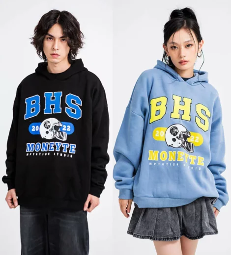 Unisex heavyweight fleece hoodie with customized embroidery