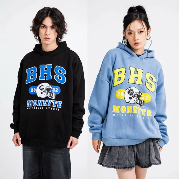 Unisex heavyweight fleece hoodie with customized embroidery