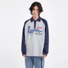 Unisex loose color contrast raglan long sleeves custom printing polo shirt - Image 12