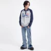 Unisex loose color contrast raglan long sleeves custom printing polo shirt - Image 8