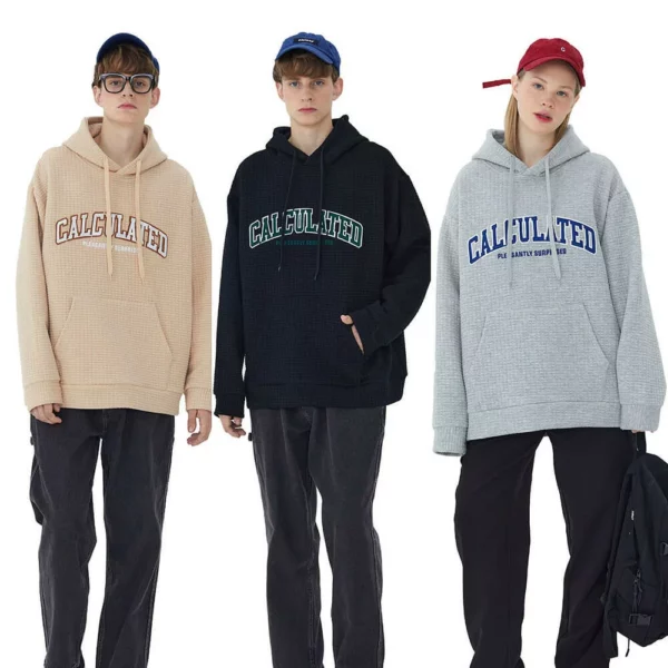 Unisex loose fit waffle hoodie wholesale
