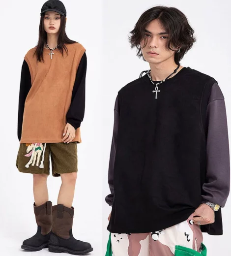 Unisex oversized color contrast crew neck sweatshirt