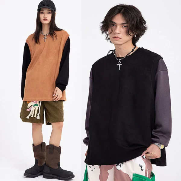 Unisex oversized color contrast crew neck sweatshirt