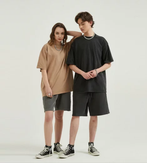 Unisex vintage stone wash oversized T shirt wholesale
