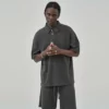 Unisex waffle short sleeve Polo shirt wholesale - Image 5