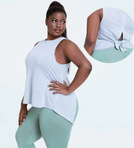 Big size rayon polyester tie back tank top