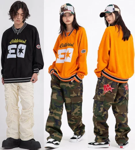 Vintage loose fit custom printed unisex pullover sweatshirt