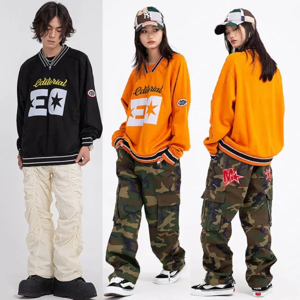 Vintage loose fit custom printed unisex pullover sweatshirt