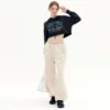 Women long sleeve embroidery cropped hoodie - Image 4