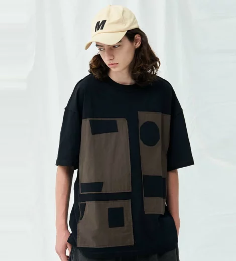 Women’s contrast patch loose T shirt
