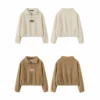 Women’s half zip elastic hem cashmere sweatshirt - Image 11