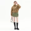 Women’s half zip elastic hem cashmere sweatshirt - Image 4