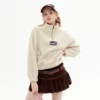 Women’s half zip elastic hem cashmere sweatshirt - Image 7