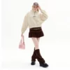 Women’s half zip elastic hem cashmere sweatshirt - Image 6