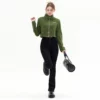 Women’s two-way zipper stand collar cropped jacket - Image 3