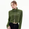 Women’s two-way zipper stand collar cropped jacket - Image 4
