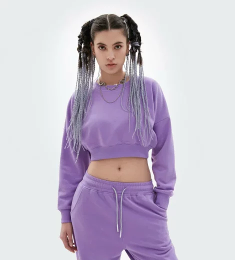 Womens cotton cropped sweatshirt wholesale
