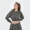 Womens cotton cropped sweatshirt wholesale - Image 8