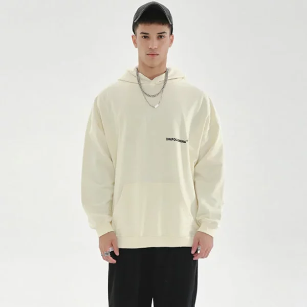 Mens boxy fit hoodie with customized DTG printing