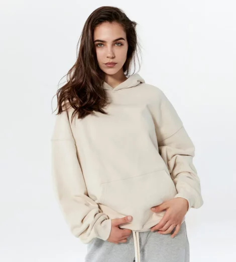 Womens oversized drop shoulder french terry hoodie