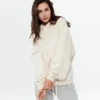 Womens oversized drop shoulder french terry hoodie - Image 5