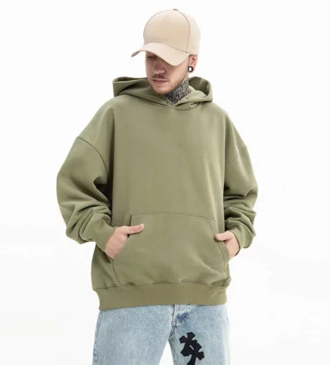 Custom drop shoulder mens hoodie
