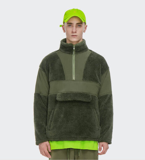 Custom berber fleece zip up pullover for man
