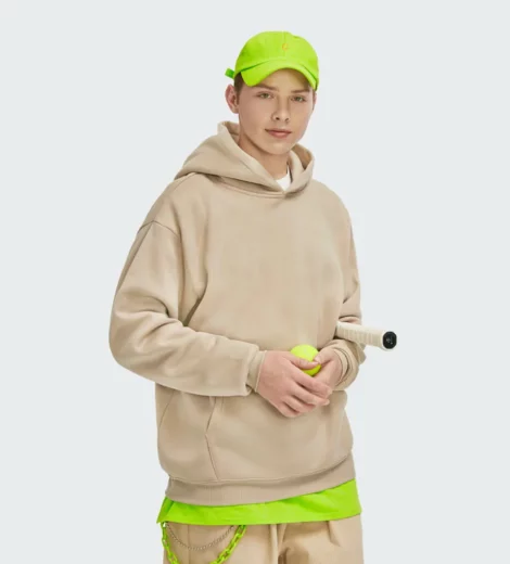 Plain blank thick fleece pullover hoodie