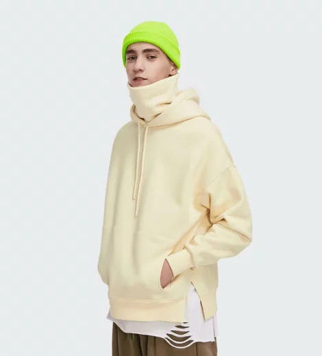 Custom man loose fit hoodie with high collar
