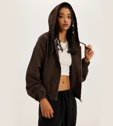 Woman’s cropped zipper up hoodie