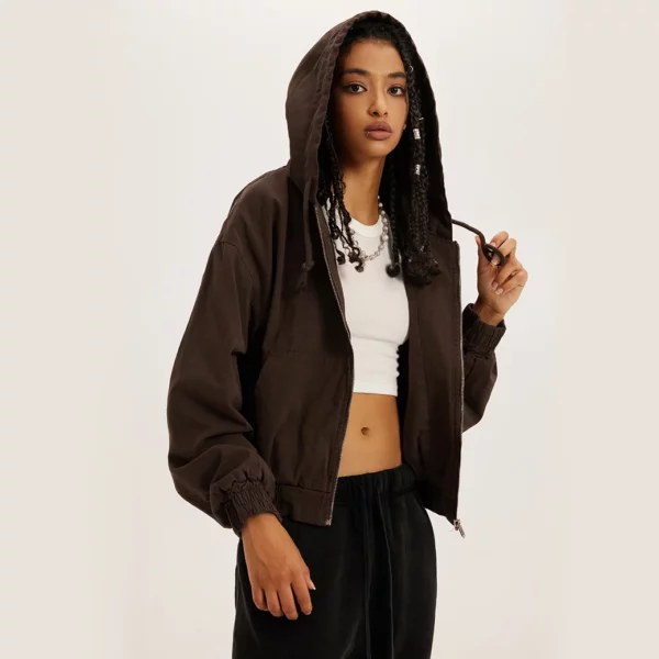 Woman’s cropped zipper up hoodie