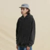 Acid washing drop shoulder black hoodie - Image 9